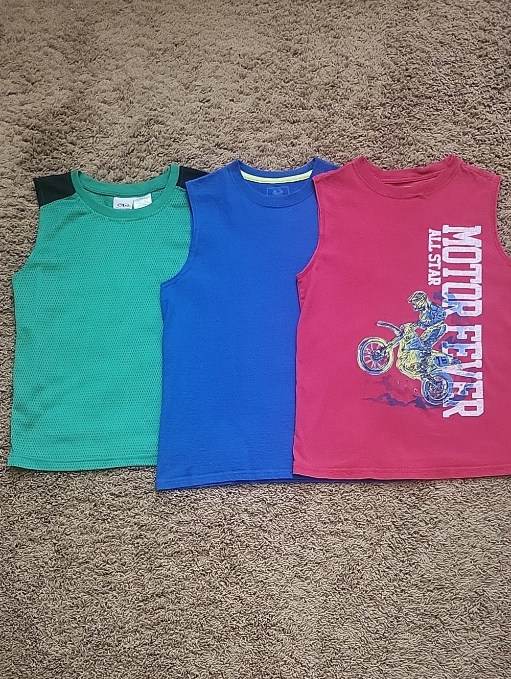 Boys Tank Tops Bundle (3) - Green, Blue & Red - Variety Pack